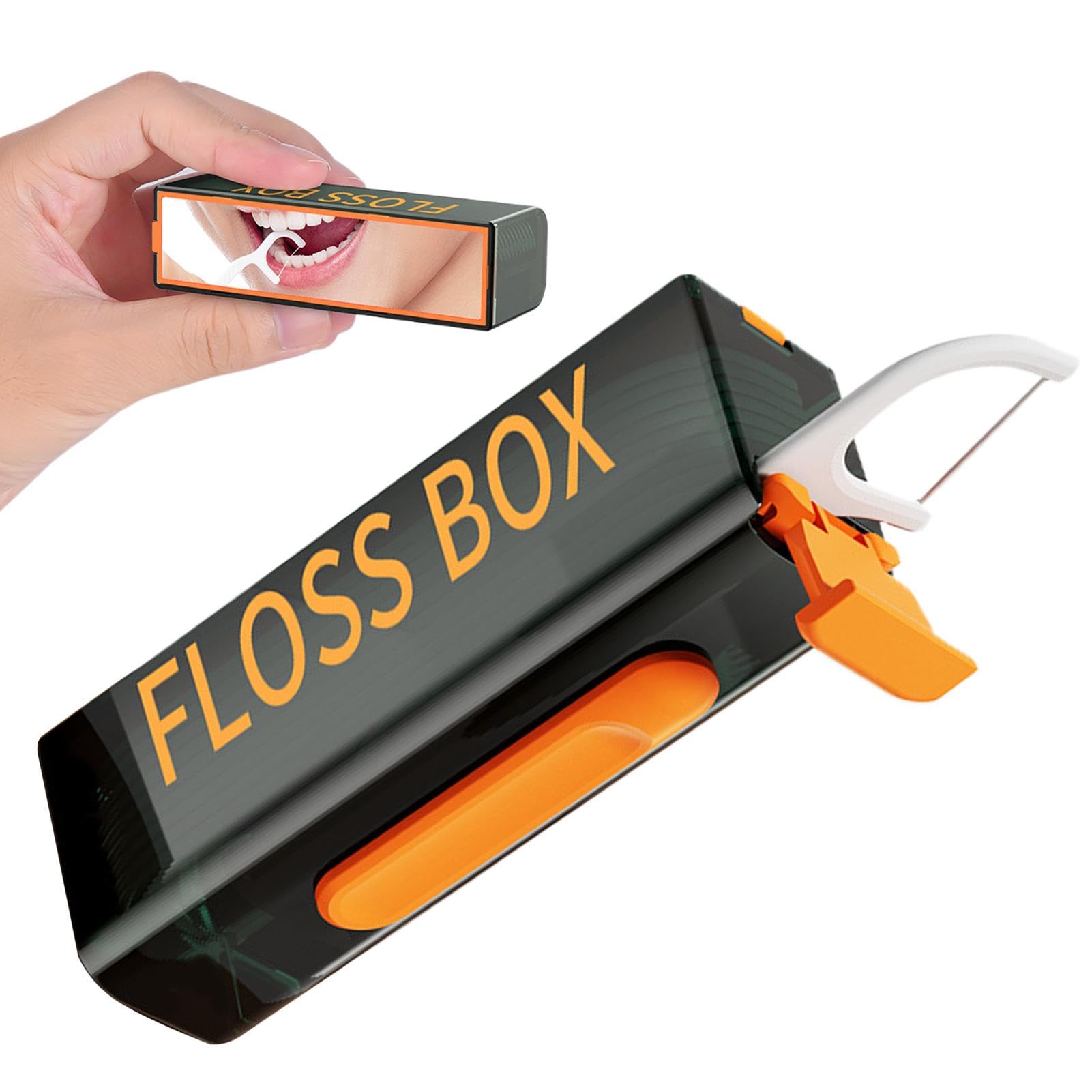 Travel Floss Picks Case, Floss Stick Holder Floss Box, Automatic Pop Floss Dispenser, Floss Travel Case, Floss Pick Holder with 10 Floss Picks for Home, Travel