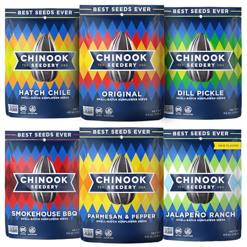 Chinook Seedery Flavored Sunflower Seeds Variety Pack of 6, 4oz...
