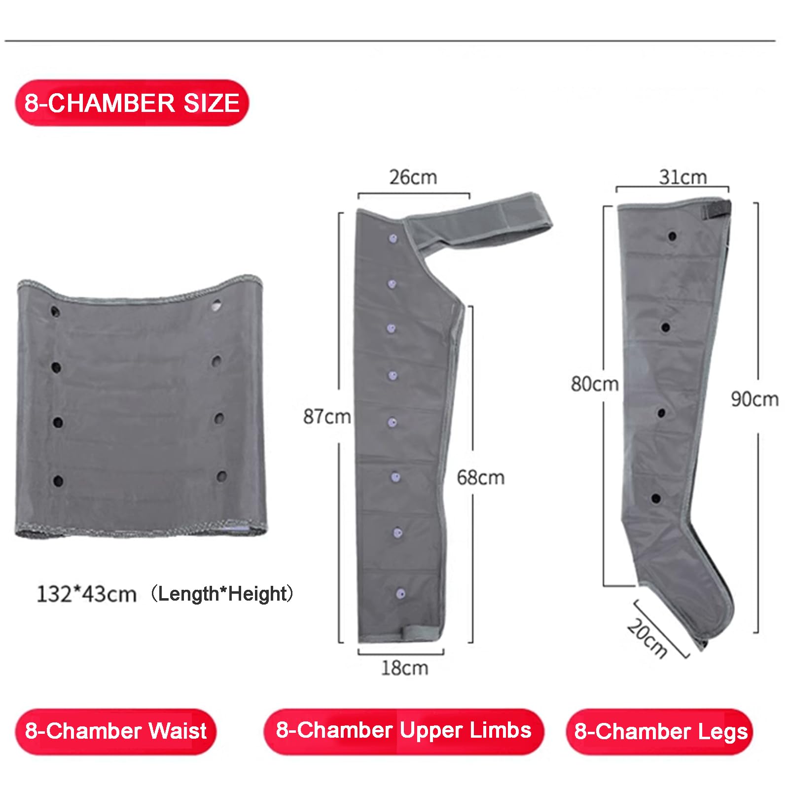 Botas Presoterapia En Casa, 8 Cámaras Maquina Presoterapia Piernas Y Abdomen Brazo Profesional, Masajeador Piernas Compresion Aire, Drenaje Linfático, Equipo De Presoterapia De Cuerpo Completo