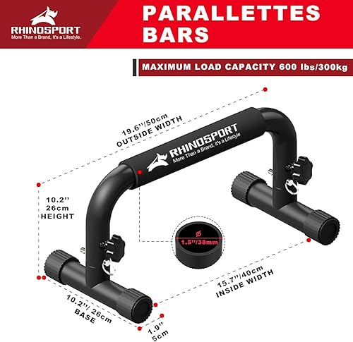 Miniatura 2 de Parallettes Bars Dip Calisthenics Push Up Bars Calisthenics Equipment 10.2 in High 300Kg661lbs Weight Capacity Strength Training Home Gym Workouts