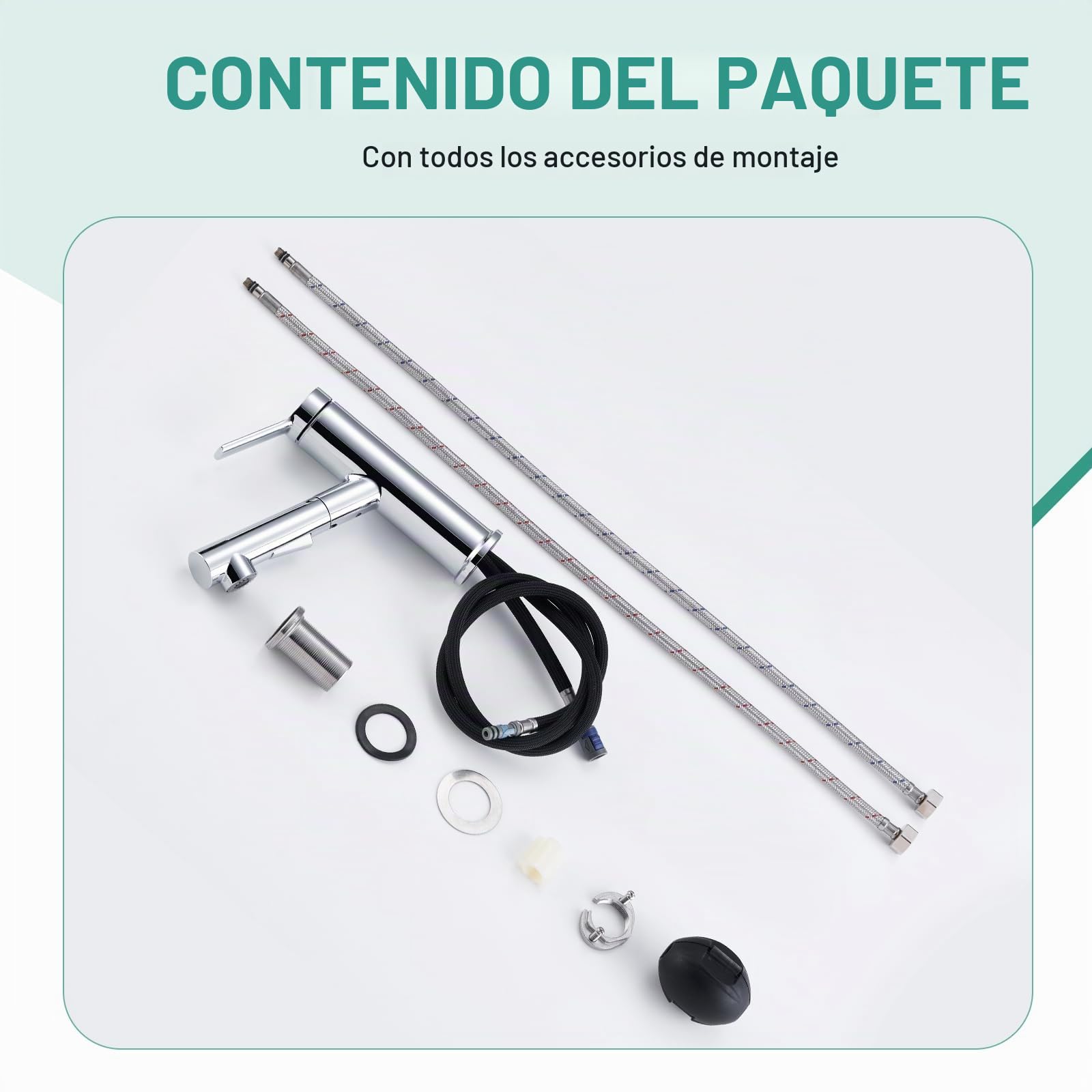 Faustina Grifo Lavabo de Baño Extraible, Mezclador Monomando, pulido cromado