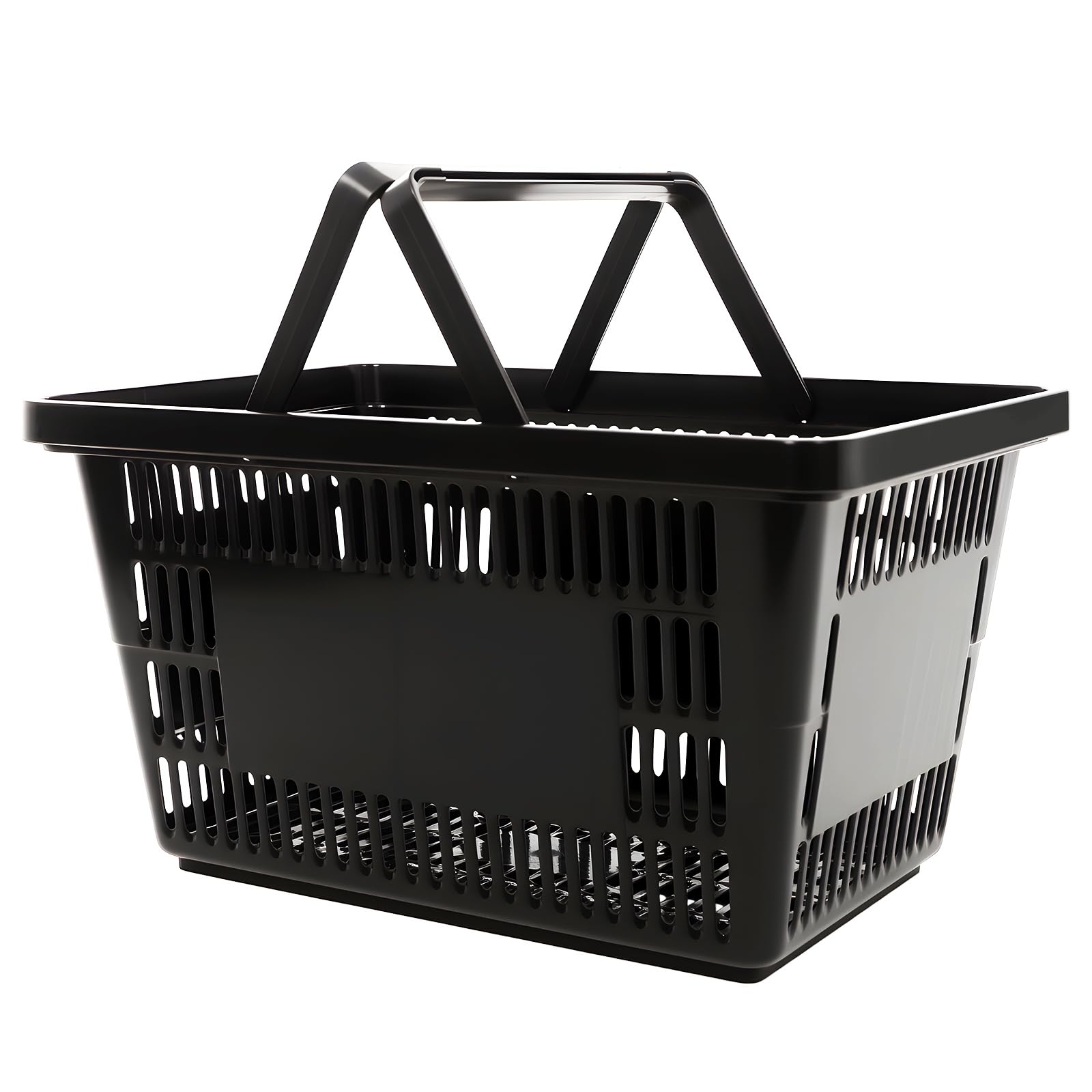 12 cestas de la compra favoritas para maletero, color negro, rectangular, 28 litros/pieza, apilables, para supermercados, hogares y KTV