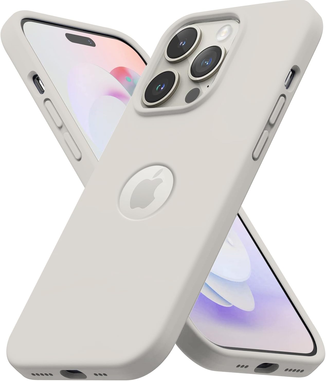 Elzzi Microfiber Logo Cut Cover Compatible for iPhone 15 Pro Case Liquid Silicone Cases Non-Slip Full Body Protective Covers Shockproof Back Cover with High Raised Camera (6.1 inch, Natural Titanium) (B0CM6T1ZP1) Amazon Price History, Amazon Price Tracker