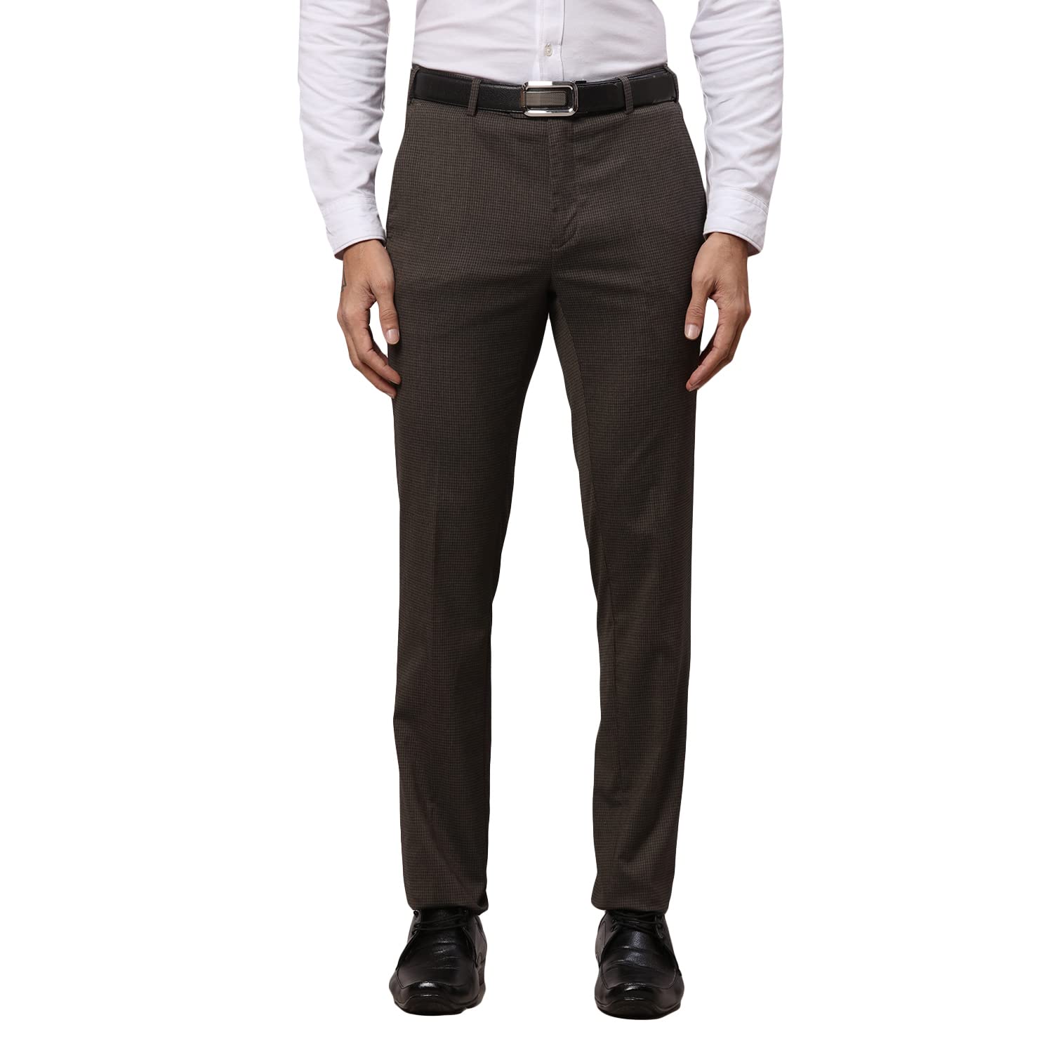 raymond Men's Slim Fit Mid Rise Polyester Blend Structure Pattern Flat Front Formal Trouser-picture-19