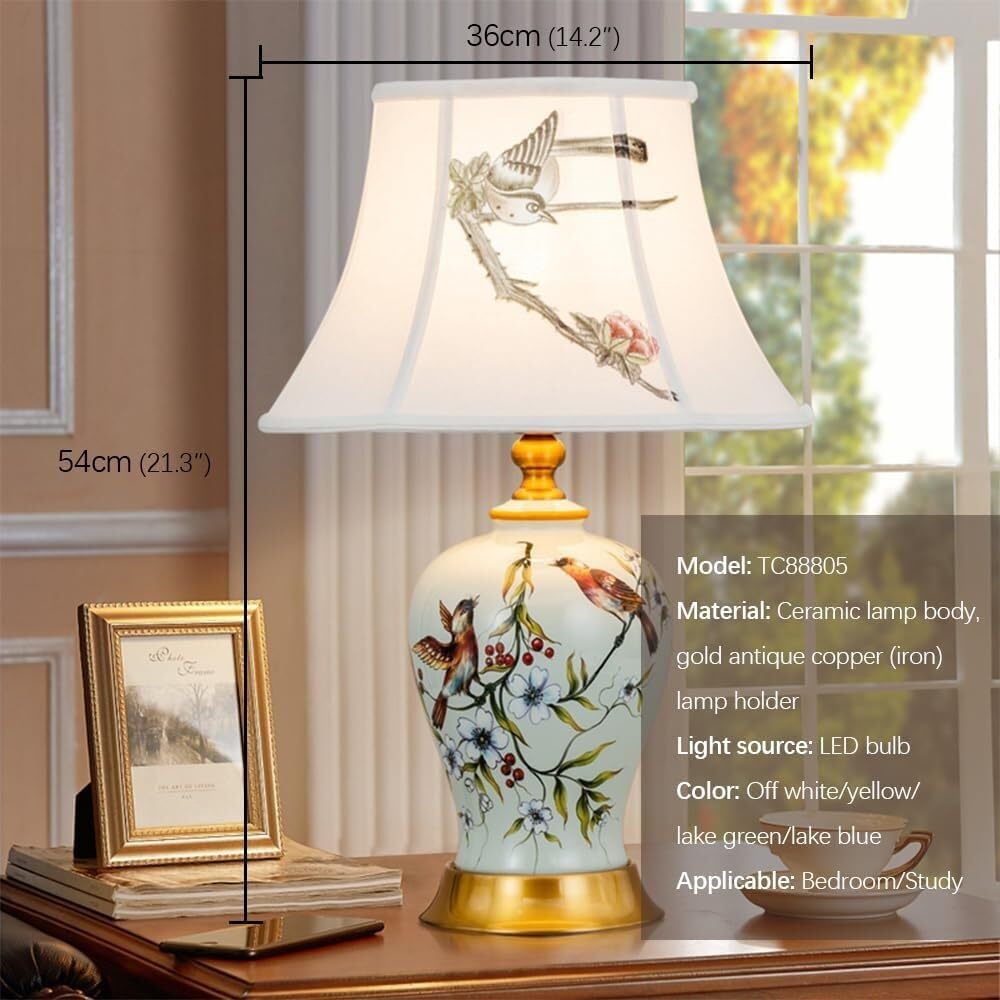 Chinese Ceramics Table Lamp LED Modern Luxury Desk Light Fashion Living Room Study Bedroom