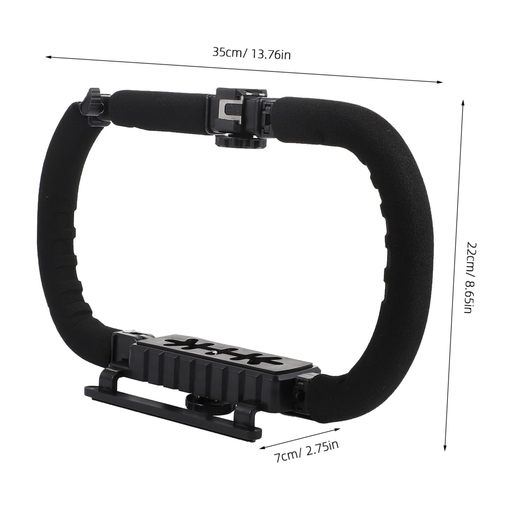 Stabilizzatore Videocamera Portatile 3 Slitte Fredde, Impugnatura in Metallo e Plastico Nero, Foro da 1/4 Pollice, per Smartphone e Videocamere Dv
