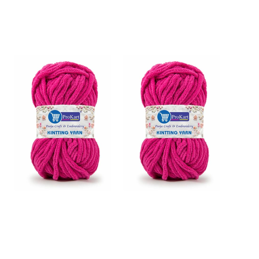 ProKart Premium Blankie Wool, Plush & Cuddly, Chenille Yarn Supersoft Hand Knitting Wool Ball | Blanket Thick/Mottu Yarn Ball Suitable for Hand Knitting and Crocheting for Baby, Adult, Sweaters, caps, Throws, Home Furnishing, Scarves, Blankets (Dark Pink, 100gms x 2 Pack)