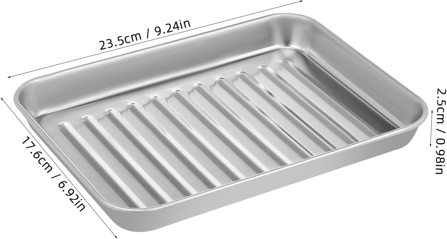 Garneck 2 Sets Baking Tray with Rack 9.2x6.9inch Stainless Steel Roasting Tray with Wire Rack for Cooking Broiling Drying Metal Oven Sheet Pan for Bread Cookie Biscuits