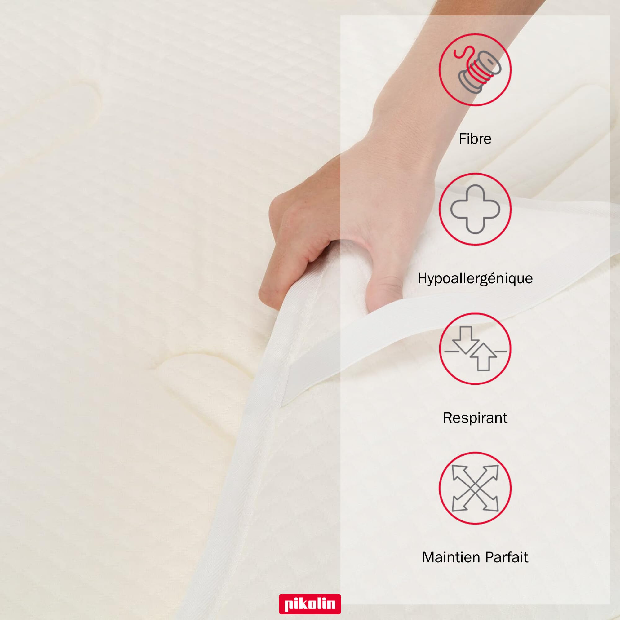 PIKOLIN - Surmatelas Mémoire de Forme 90x190 cm | Épaisseur 3 cm, Housse Déhoussable et Respirante | Confort Hôtelier, Soulage Les Tensions Musculaires | Modèle Nagoya, Certifié Oeko-TEX