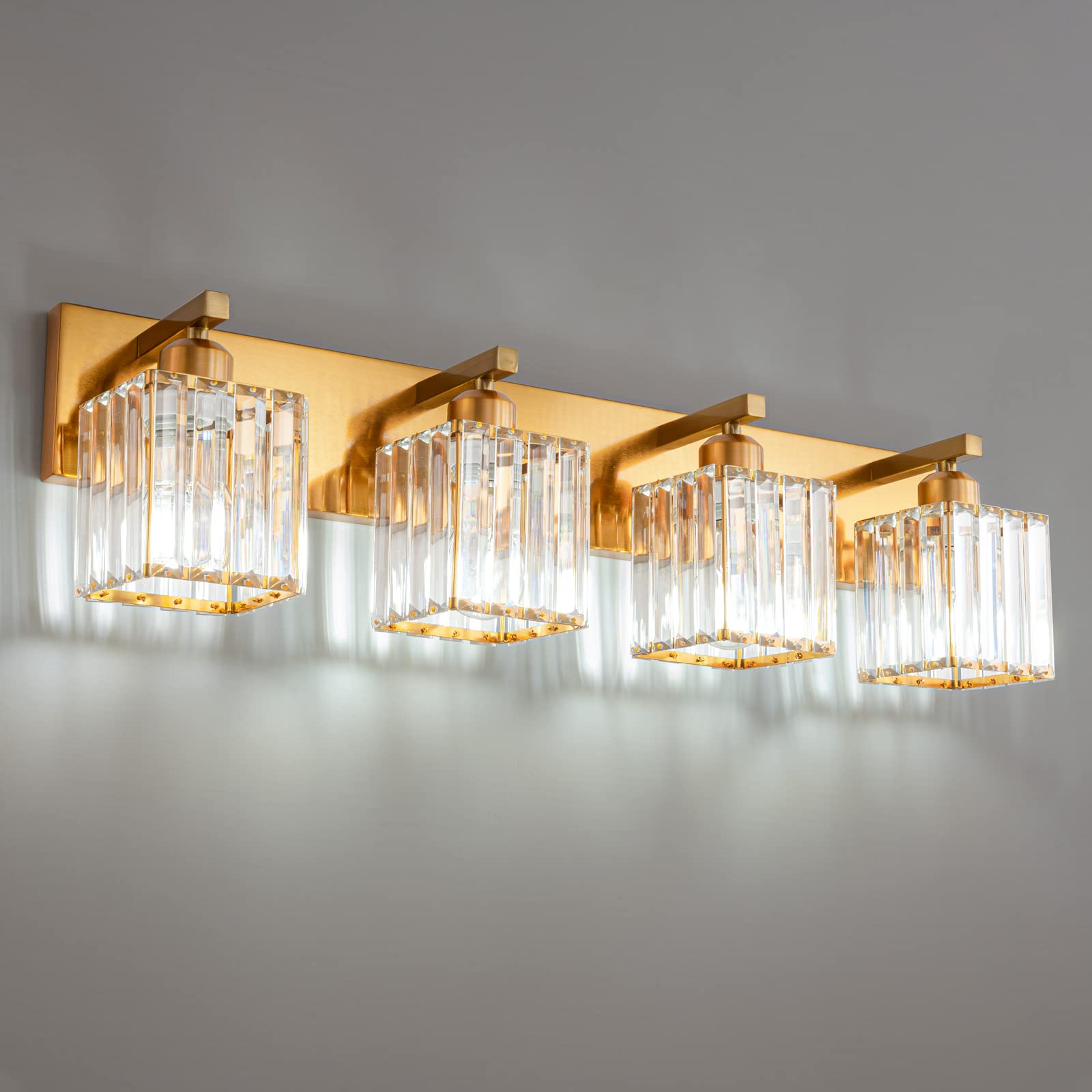 ZHLWIN Modern Gold Crystal Bathroom Vanity Light 4Lights Modern