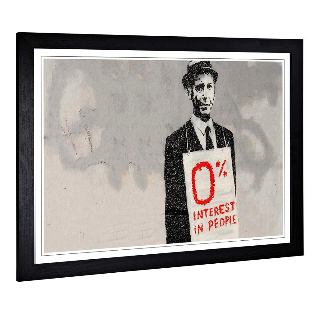 Big Box Art Framed Print of Banksy Interest Graffiti Design | Wall Art Picture | Home Decor for Kitchen, Living Room, Bedroom, Hallway, Black, A2 / 24.5x18 Inch / 62x45cm