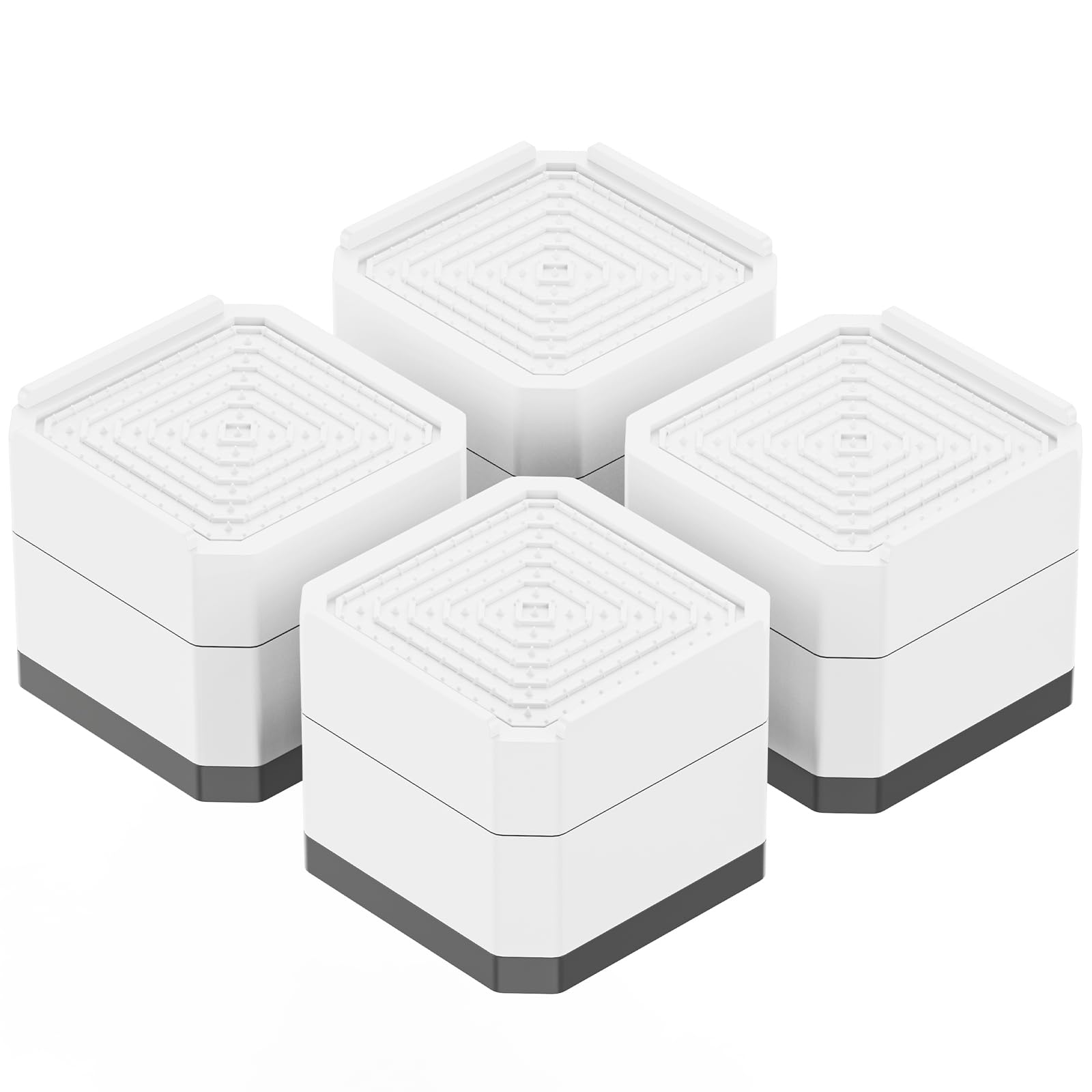 SEISSO Heavy Duty Bed Risers, Adjustable Furniture Risers, Square 2, 3 or 4 Inches Stackable Bed Riser Support up to 1100 Lbs for Table Desk Couch Bed Legs Dorm, Set of 4, White