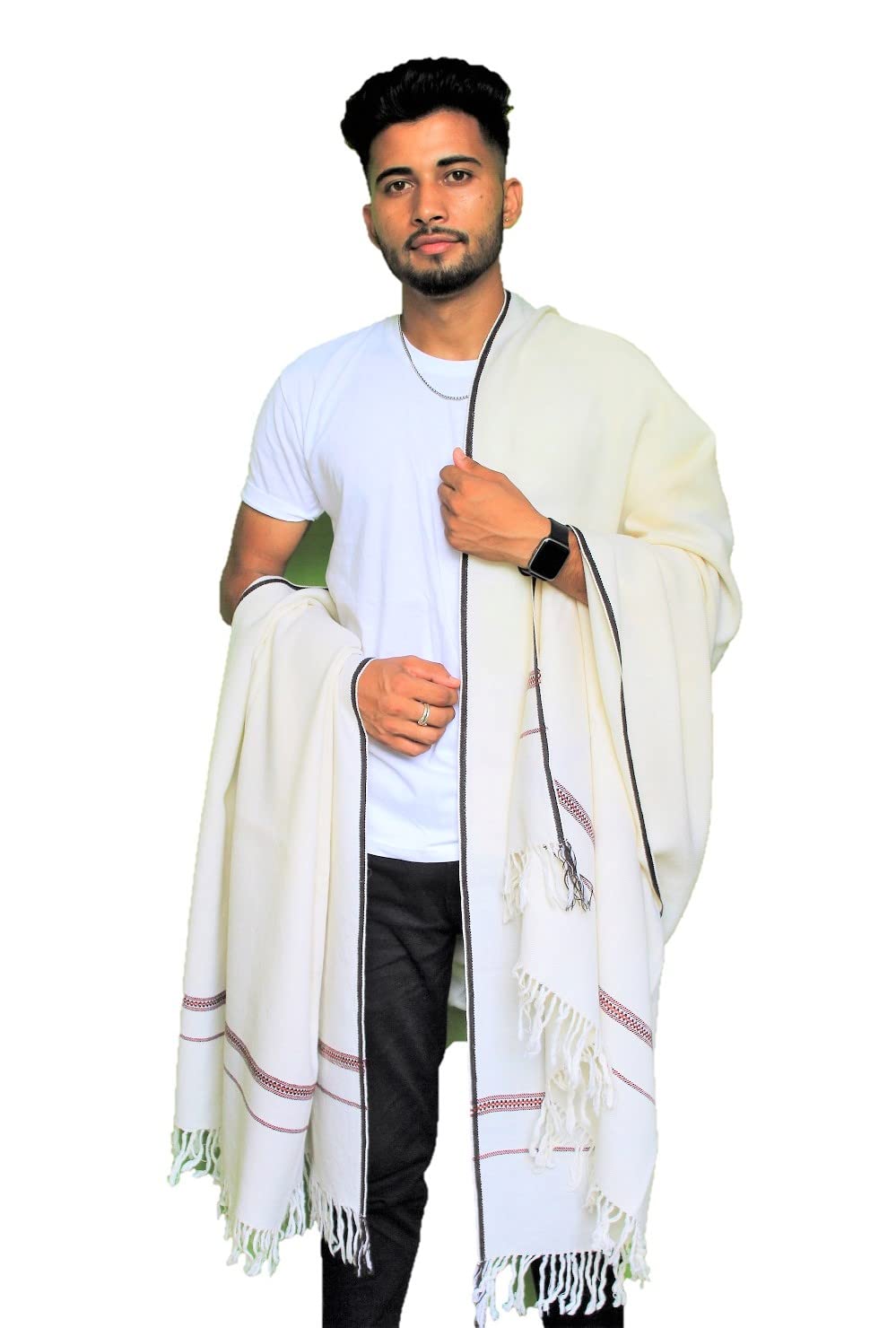 loom himalaya Men's Plain Pure Woollen Kullu Handloom Lohi/Shawl [50" X 100"]-picture-23