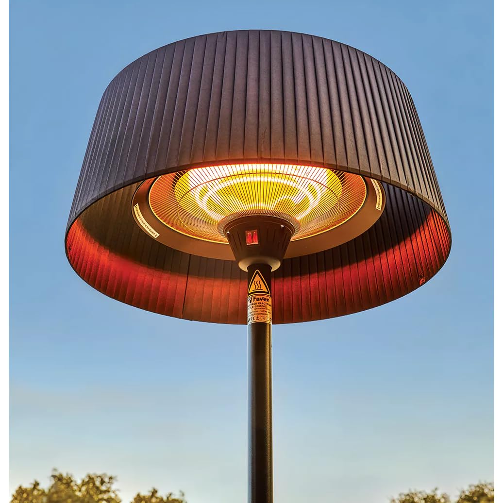 FAVEX - Parasol chauffant électrique Sirmione Noir- Extérieur - 3 Puissances de Chauffe - Économique - 60 x 60 x 215 cm