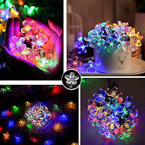Image of ZALAR 18 LED Flower String Lights with 8 Function Controller - 220v Operated LED Lights, 14ft Floral Garland with Multicolor Glow for Bedroom, Wedding, Party, Diwali,Indoor Outdoor Garden Decor