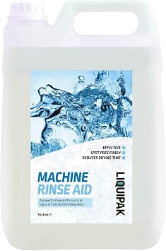 Liquipak Rinse Aid 5L   Automatic Dishwasher & Glasswasher Rinse Aid. Prevents spots, streaks & smears on dishes, glassware & cutlery. Commercial use.
