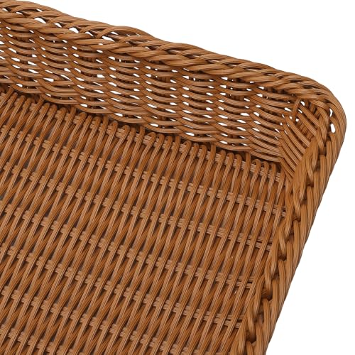 Cesta para servir alimentos rectangular y lavable, lote de 2 fuentes de imitación mimbre 4