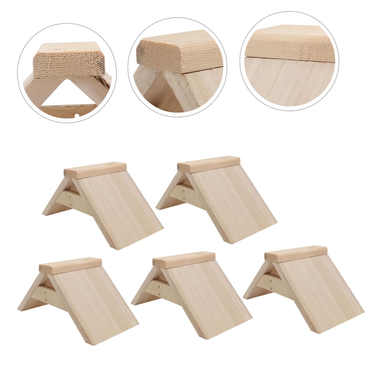 Percha de Madera para Aves y Gallinas, 5 Piezas Color Caqui | Juego para Aves, Superficie Masticable, Accesorio de Parque, Diseño Compacto para Jaula