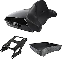 Vista 20 de Respaldo y estante de montaje con cajuela de viaje negra modificada para Harley 2014-2025 Touring Road King Street Electra Glide Ultra-Classic