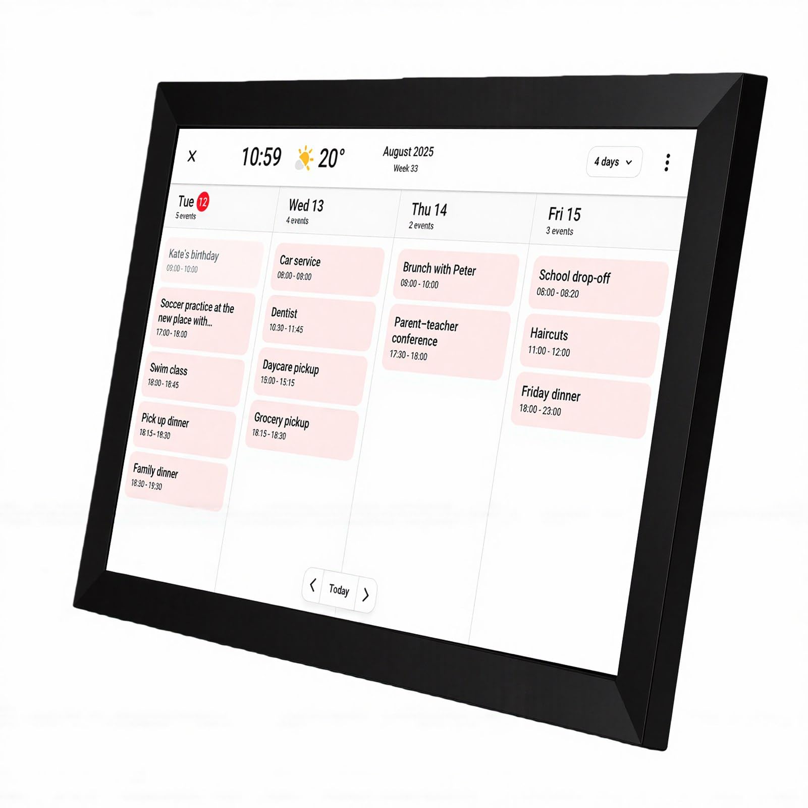 Yctze Calendario Digitale Intelligente da 10,1 Pollici, Agenda Elettronica da Parete WiFi, Organizer per Agenda Familiare Touch Screen con Cornice Digitale, Ideale per Uso Domestico e in Ufficio