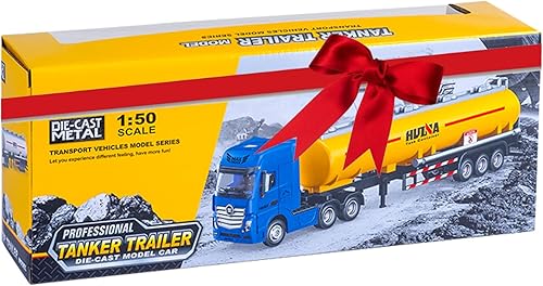 Miniatura 9 de Vehículos de remolque cisterna juguetes, camión cisterna fundido a troquel a escala 150, camiones de juguete para niños