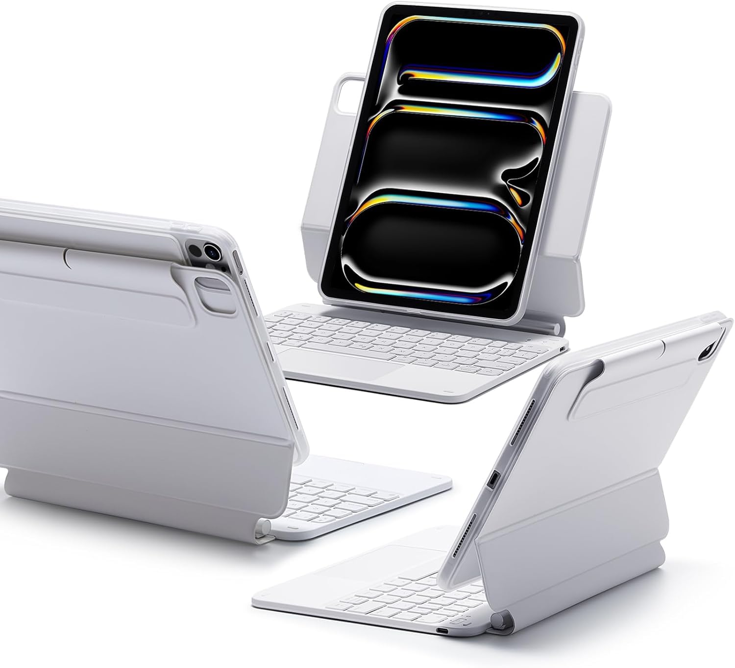 ESR iPad Pro 11 Inch (M5/M4, 2025/2024) Case with Keyboard, Pro 11(5th Gen) Keyboard Case with Easy-Set Magnetic Stand, Portrait/Landscape Modes, Removable Protective Case, Rebound 360 Series, White