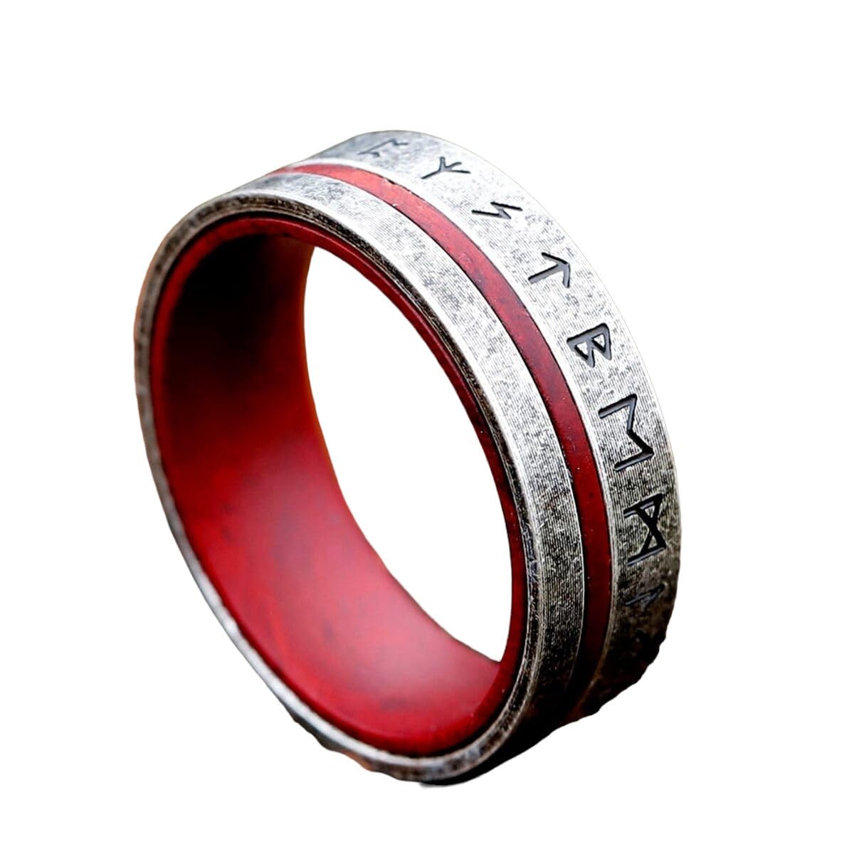 New 2024 316L Stainless Steel Odin Norse Viking Amulet Rune Men Ring Fashion Words Red Veneer Rings Jewelry Gift Fashion Accessories Creative Gift