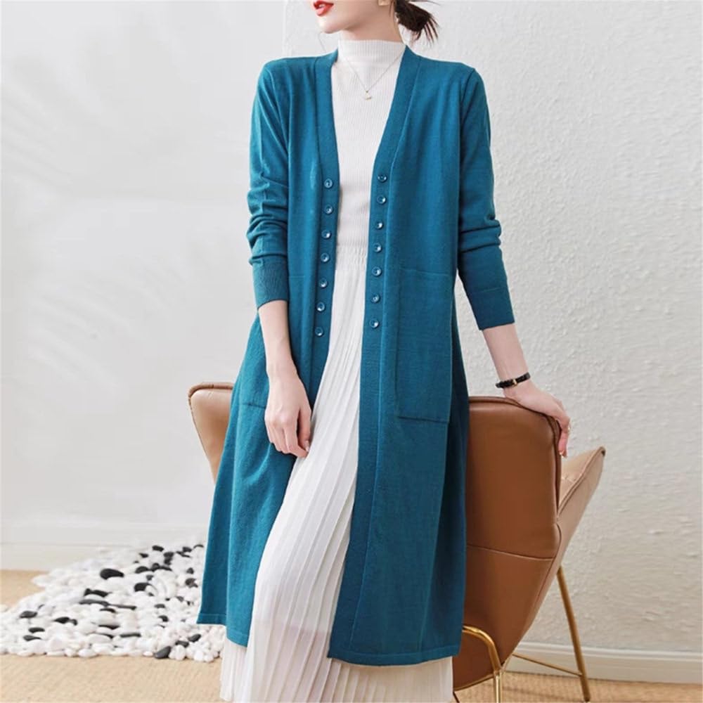 Cardigans Largos Para Mujer,Cárdigans De Punto Con Frente Abierto De Manga Larga Para Mujer Con Botones Y Cuello En V Abrigo Abrigo Prendas De Abrigo Elegante Otoño Invierno Cachemira Jersey De Pu