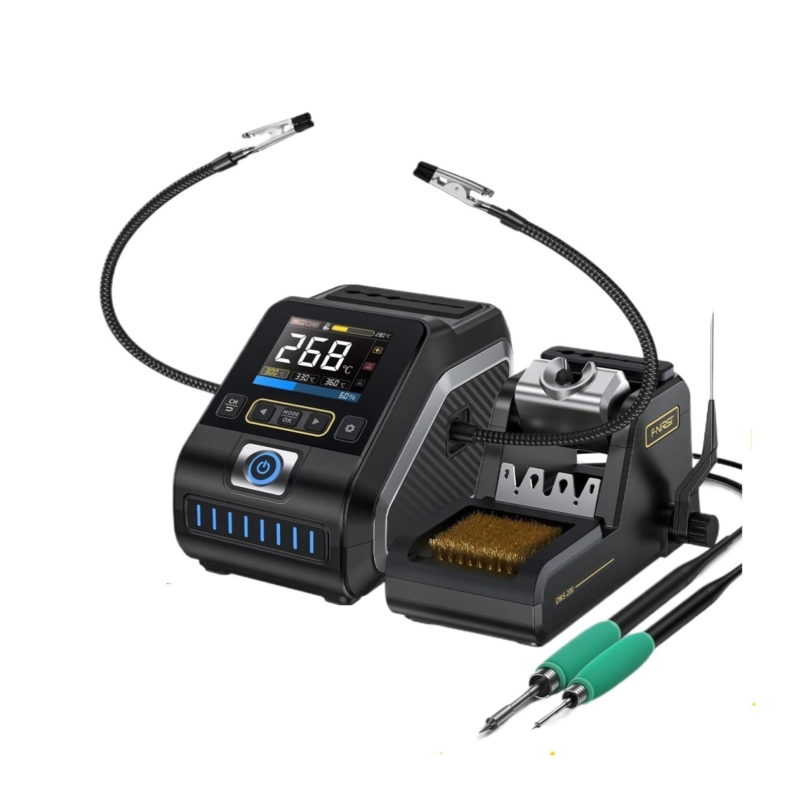 Stacja lutownicza, Stacja lutownicza DWS-200 o mocy 200 W z odzyskiwanym ogrzewaniem i uchwytem lutowniczym C210 C245, stacja do spawania elektronicznego(DWS-200 F210-3 Tips)