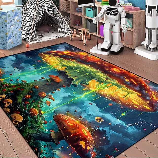 Mushroom Rug for Bedroom - Mushroom Carpet Woman Rugs for Bedroom Living Room Decor Sofa Floor Mats Yoga Mats 5x7 Feet
