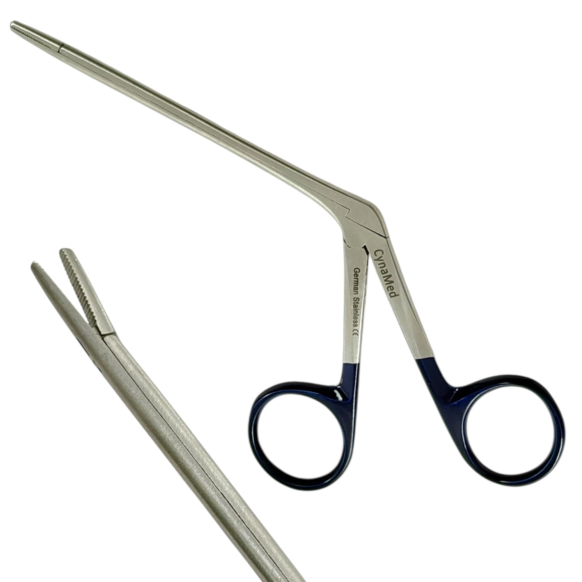 New German Hartman Alligator Micro Forceps 3.5 Inches Serrated Blue Rings Ent Instruments Cynamed