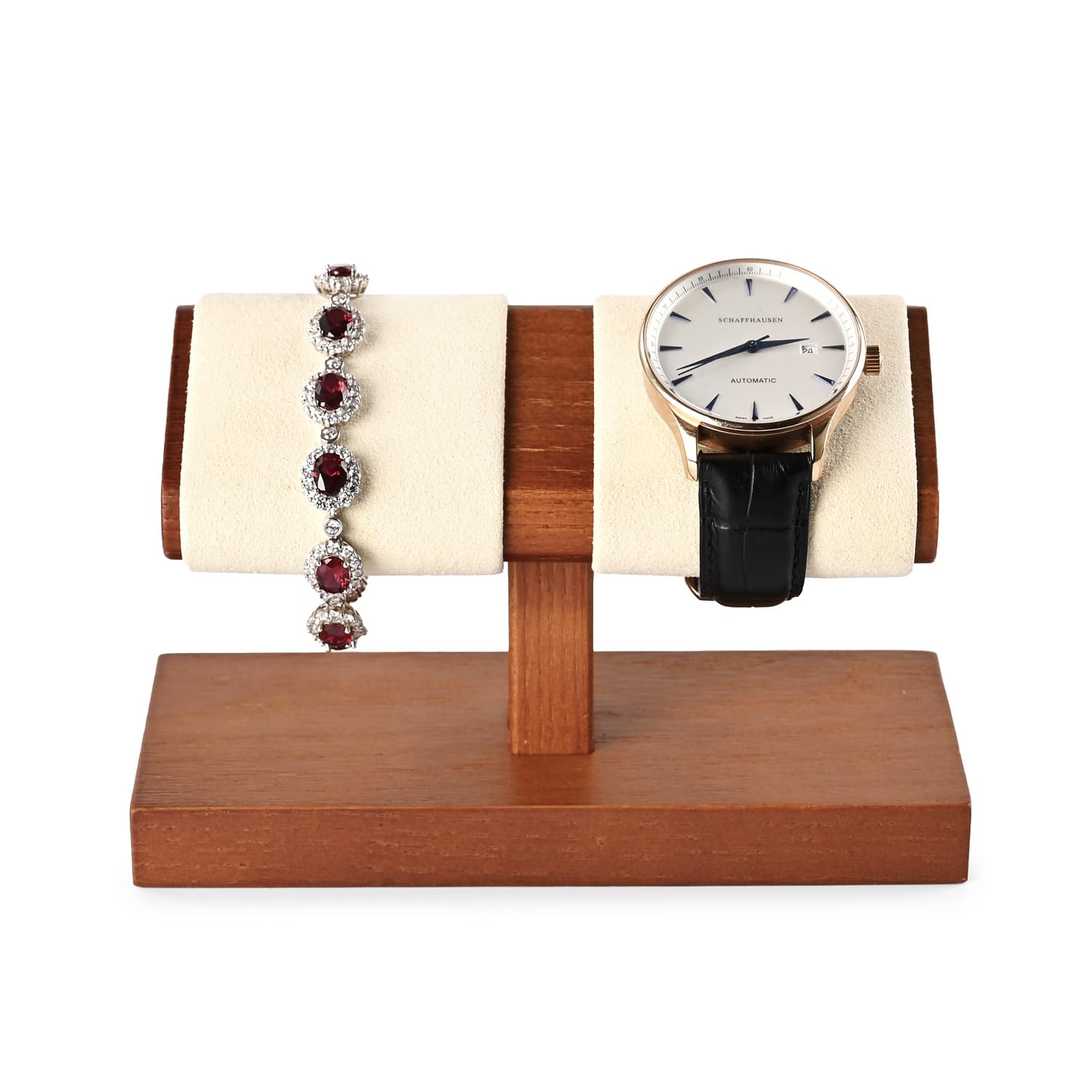 Oirlv Présentoir double en bois massif pour montres et bracelets (blanc crème)