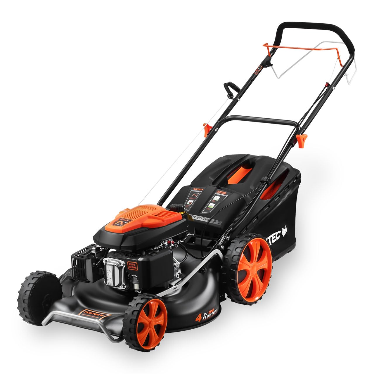 Kosiarka spalinowa FUXTEC 4w1 FX-RM5396, 5,3 KM, szer. koszenia 53 cm, regulacja 25–75 mm, kosz 70 l, funkcja mulczowania i wyrzut boczny