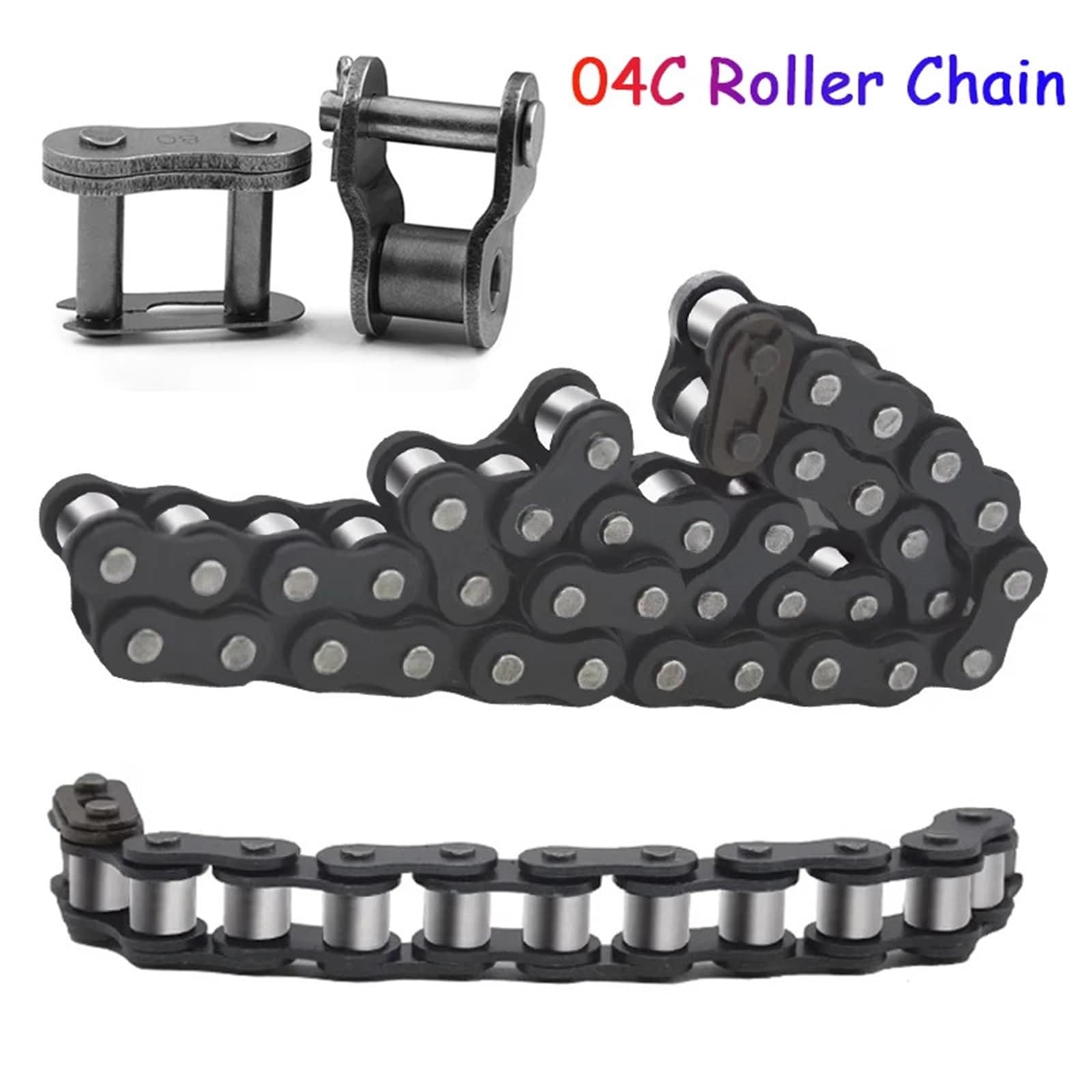 04C Rollenkette, 6,35 Mm Teilung, Kohlenstoffstahl, Einreihige Industrielle Antriebskette, 0,5/1/1,5/5/10 Meter(0.5Meter)