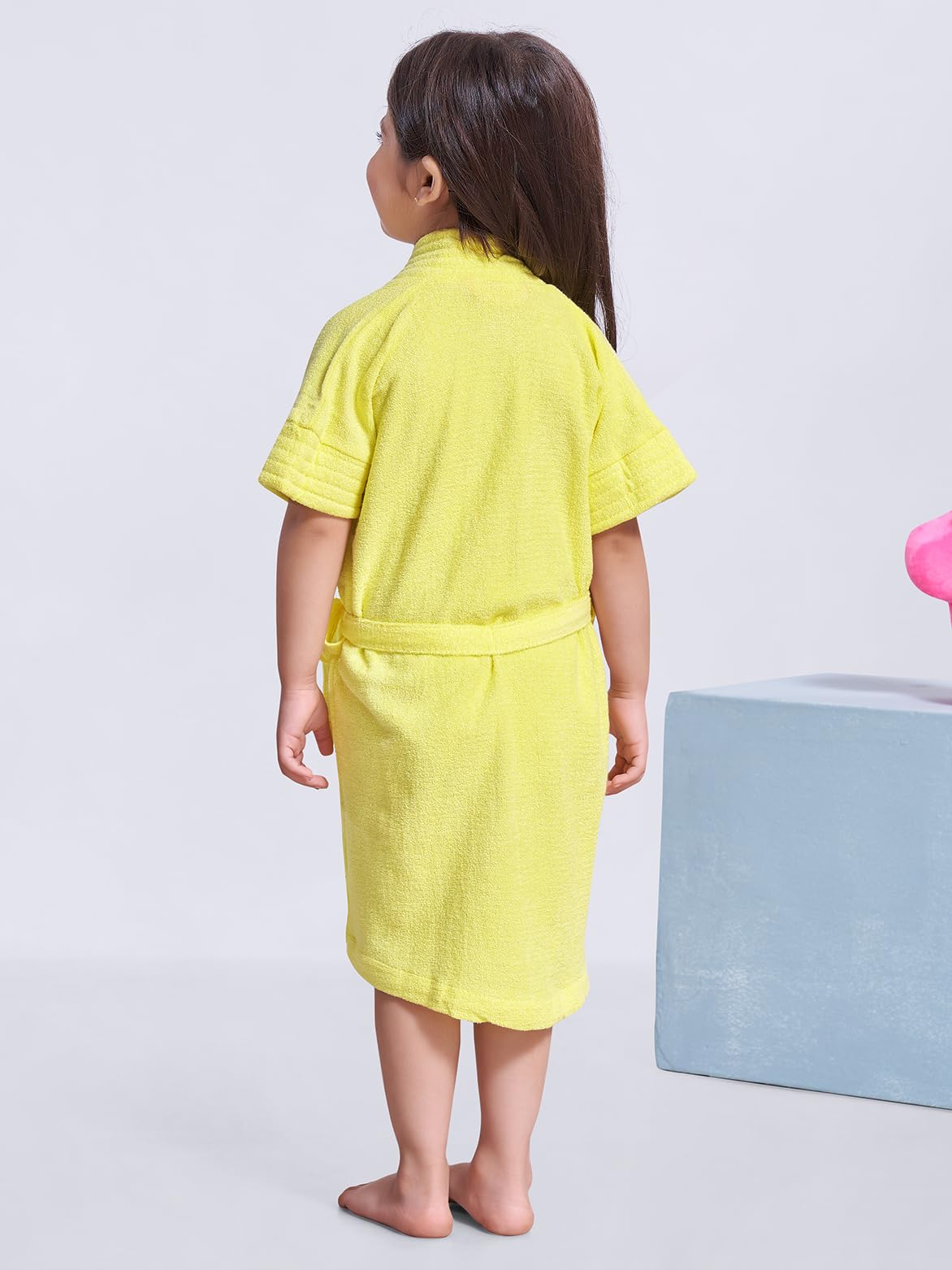 SAND DUNE Kids Baby Girls Bathrobe | Terry Cotton Bathrobe Gown | Half Sleeves | Knee Length | Pocket with Waist Belt | Baby Girls Bathrobe - 1 to 4 Years Age 3