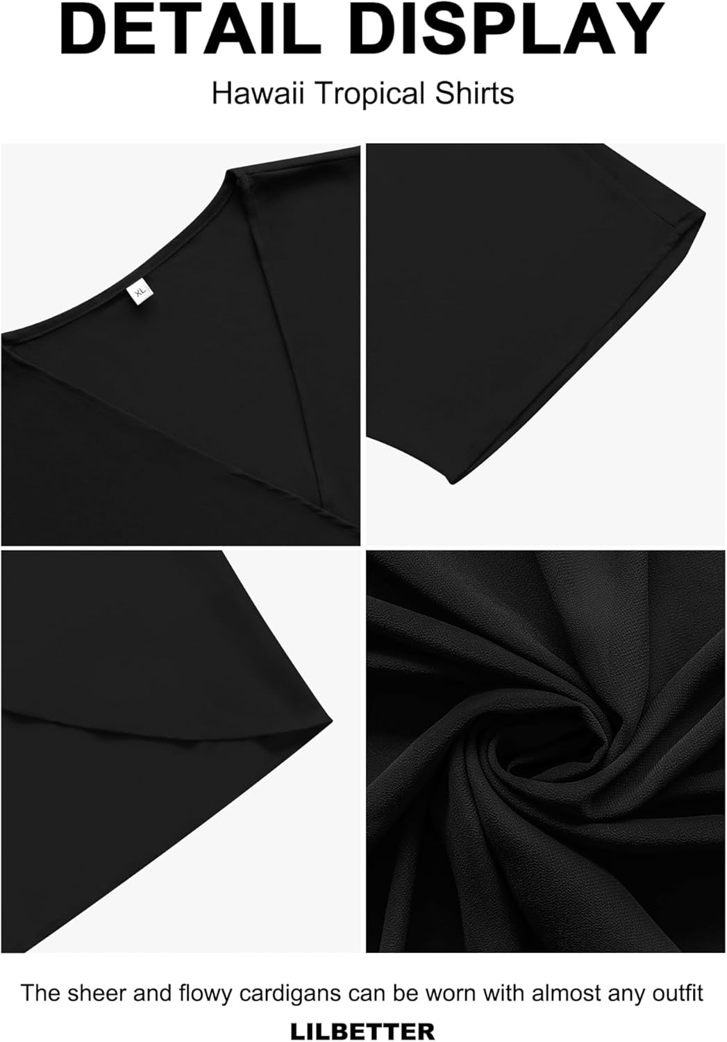 LILBETTER Women Lightweight Chiffon Cardigan Puff Sleeve Loose Beach Wear Cover Up Blouse Top - Image 7