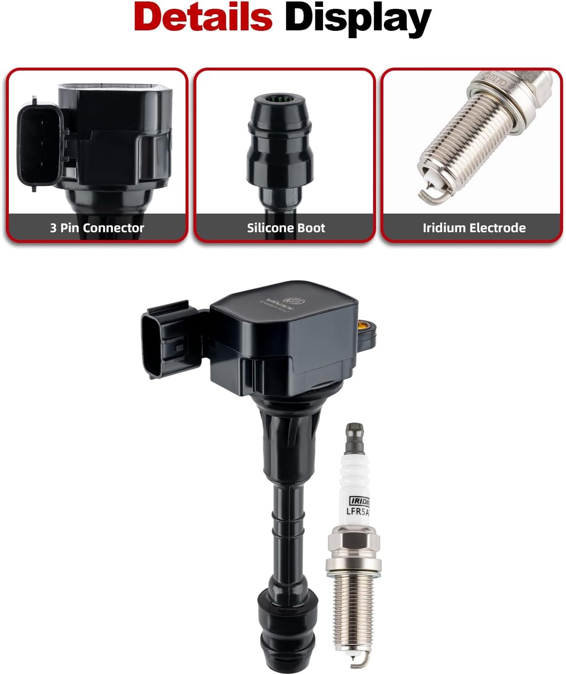 Set of 6 UF349 Ignition Coil Pack & 4469 Iridium Spark Plug Compatible with Nissan Frontier 2005-2018 Pathfinder 2001-2012 Maxima Murano Altima Quest Xterra V6 3.0L 3.5L 4.0L Replace 224488J115