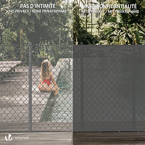 Image of VOUNOT Privacy Netting 5' x 33' Garden Screening 150 GSM HDPE Shading Net, 85% Shading Rate UV-Resistant, Tear-Resistant Windbreak Fencing with Holes and Cable Ties, Gray