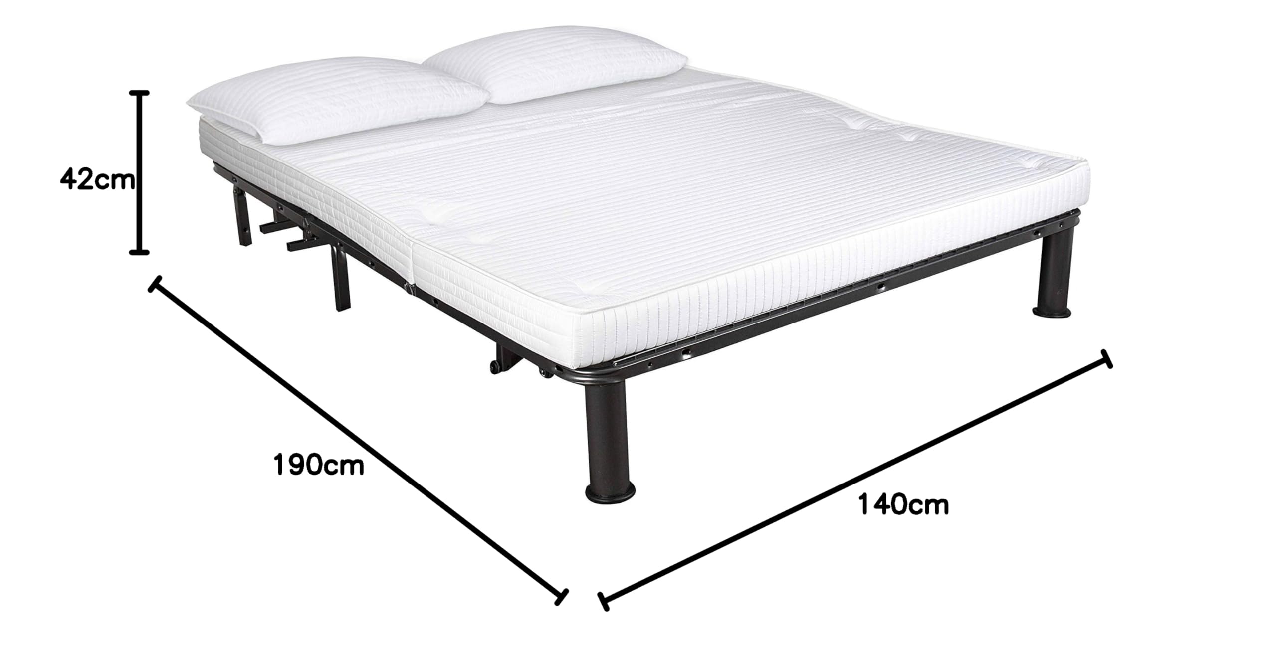 EVERGREENWEB - Divano letto Materasso Matrimoniale 140x190 cm in Waterfoam Ortopedico Prontoletto con Rivestimento sfoderabile e lavabile Cuscini supersoft abbinati color Nero - Evening Luxury