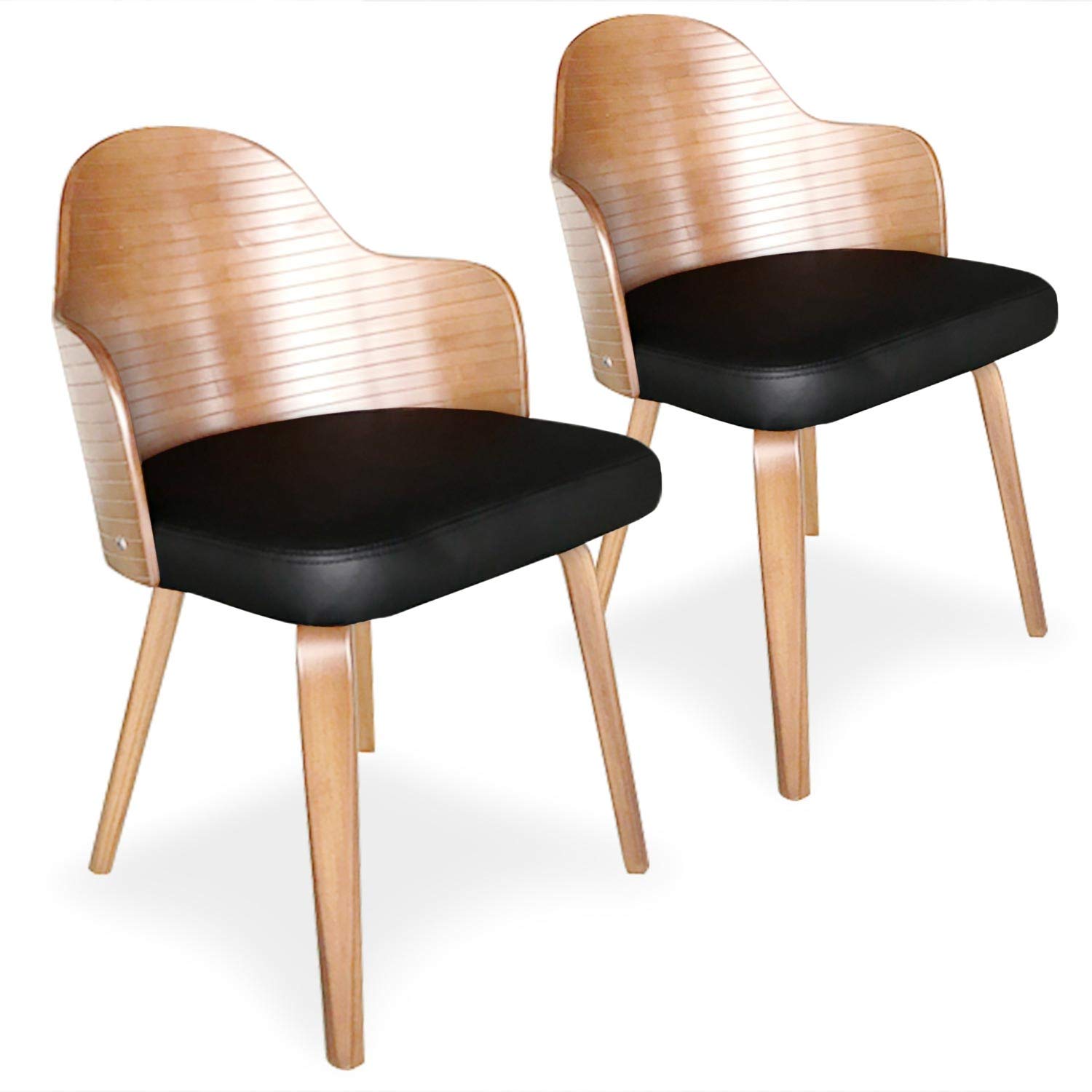 Menzzo Lot de 2 chaises scandinaves Falbala Naturel et Noir xgf407a3natnoir