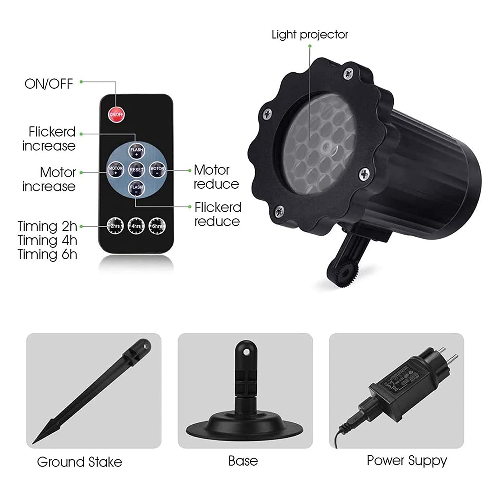 Lumières de projecteur de Noël, projecteur de lumière LED Flocon de Neige avec minuterie à Distance, lumières de projecteur de Noël intérieures/extérieures pour Une Utilisation de fête de dé