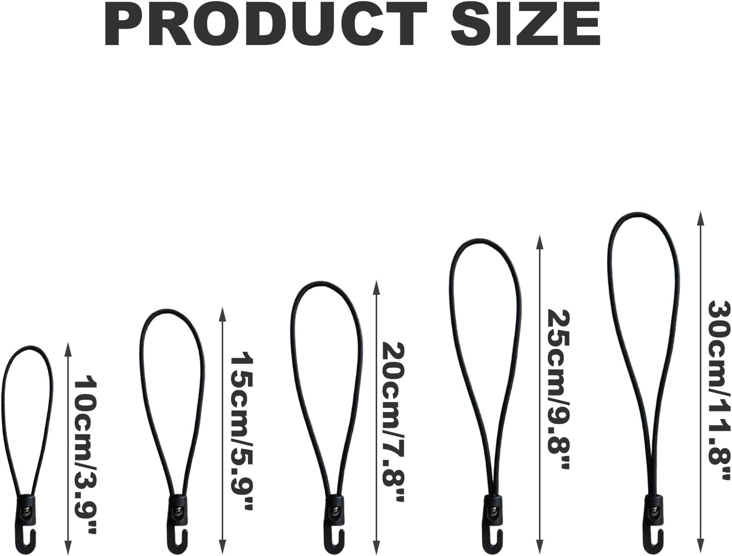 25 Pack Elastic Bungee Cord with Plastic Hook, Elastic Strap Nylon Multipurpose for Camping, Tarpaulins, Tents, Pools and Luggage in 10cm 15cm 20cm 25cm 30cm