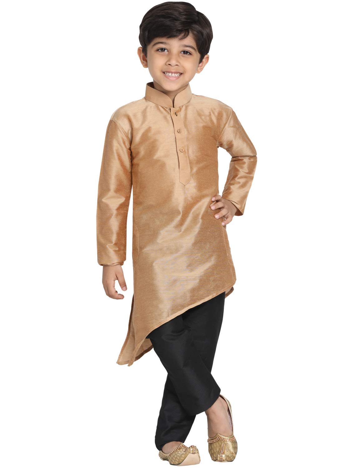 Jbn Creation Boys' Rose Gold And Black Cotton Blend Kurta And Pyjama Set_Jbnbk064Rgnpvbl_16