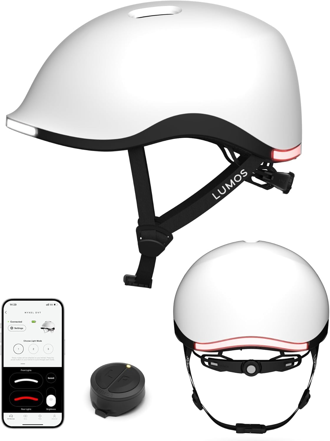 Lumos Nyxel Smart Bike Helmet, Customizable Front and Back LED Lights with Turn Signals, 360° Visibility App Controlled Comfortable & Lightweight Skateboard Urban Helmet for Adults, Men Women