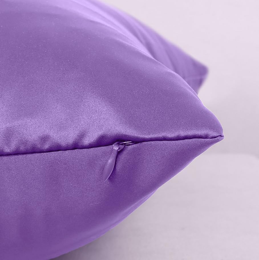 Miniatura 4 de TREELY Funda de almohada morada de 18 x 18 pulgadas, fundas de almohada decorativas de satén para sofá, dormitorio, paquete de 2 fundas de almohada