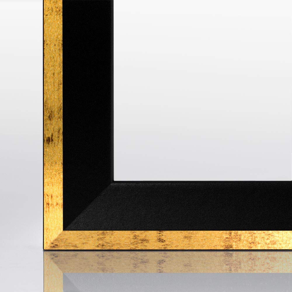 Bildershop-24 Bilderrahmen modern schmal PRIO 35X45cm Schwarz Goldglanz Antik Rahmen für Bilder Urkunden Poster Farbe & Größe wählbar