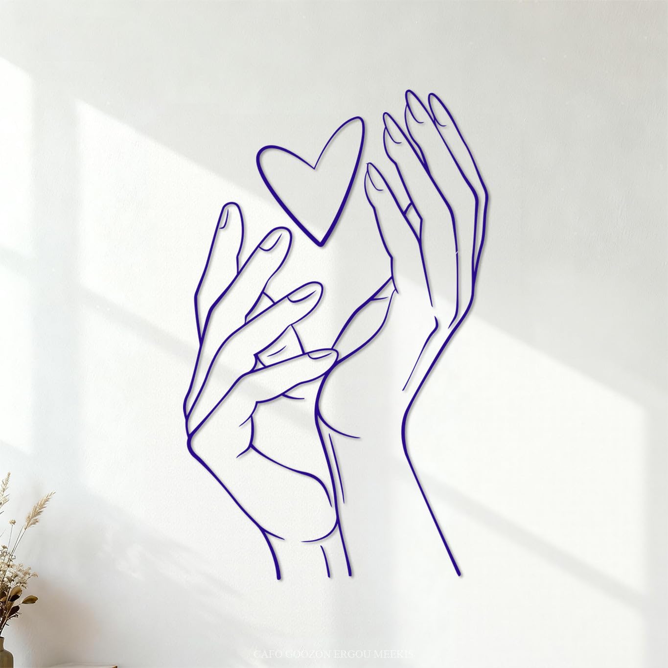 Engraving Decals Line Hands Holding Love Heart 54x86.8cm Multi Color Selection DarkBlue