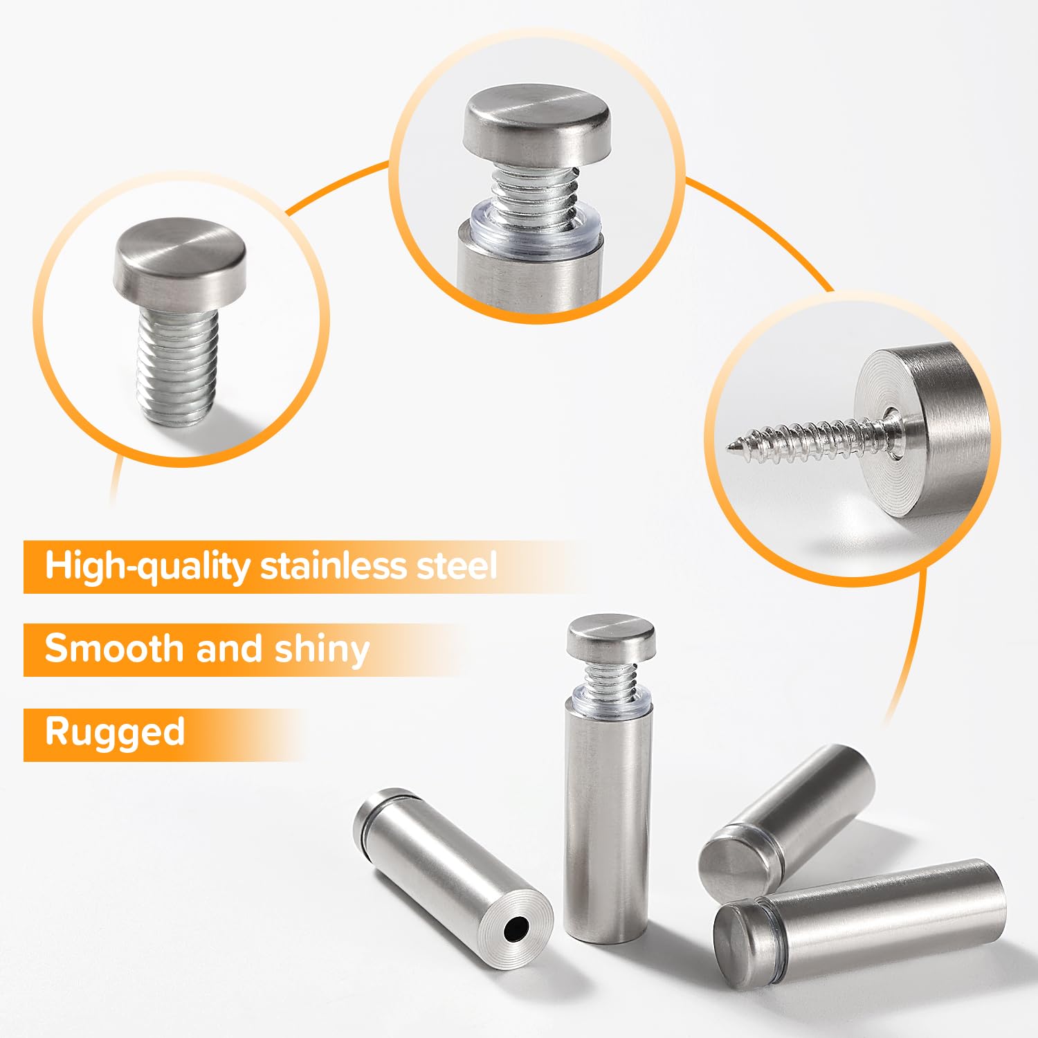 Lyeteung 8 PCS 16×50 mm Standoff Fixings, Stainless Steel Advertising Screw, Sign Standoff Screws - Image 3