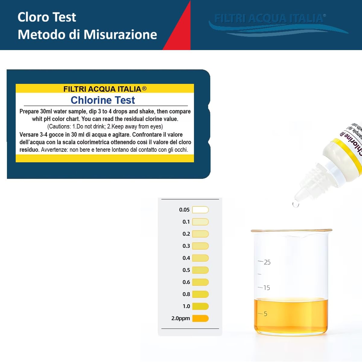 Kit Analisi Durezza Acqua Titrant per Misurare Calcare con Test PH e Test Cloro