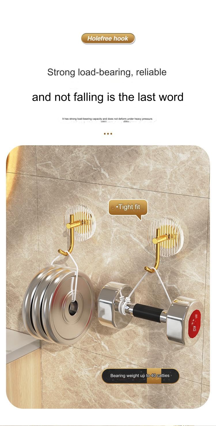 Ganchos adhesivos de alta resistencia, ganchos de pared, Gancho autoadhesivo de acrílico, paquete de 4, gancho adhesivo súper fuerte, resistente a la humedad y dorado, gancho de pared for baño, cocina